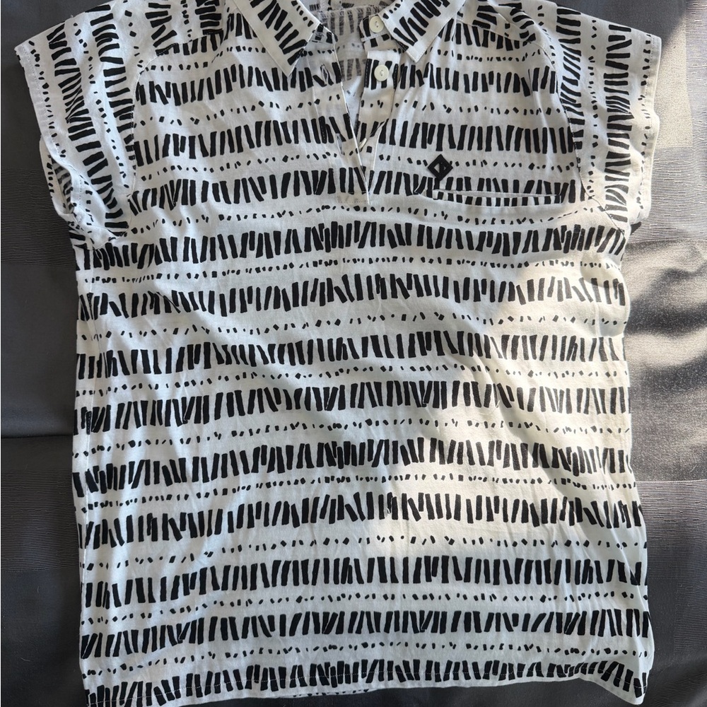 Dior Black and White Abstract Stripe Polo